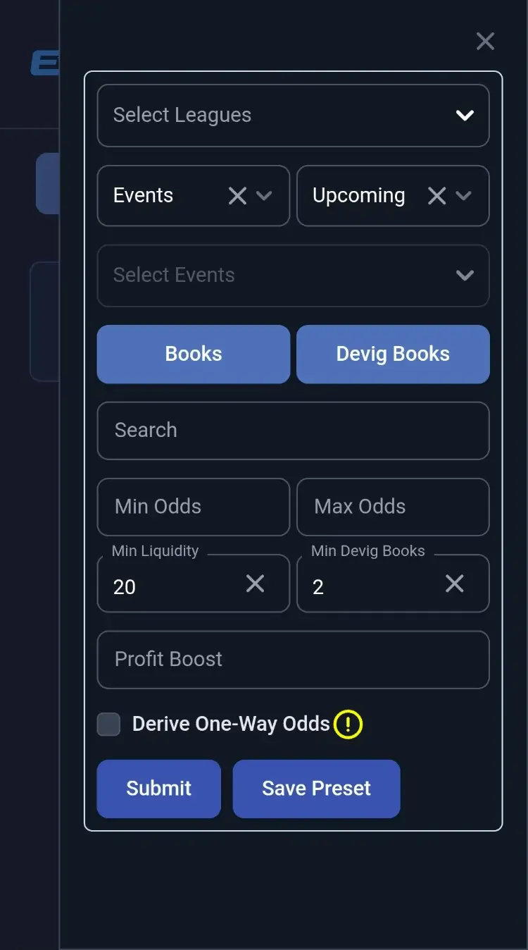 Scanner controls and filters