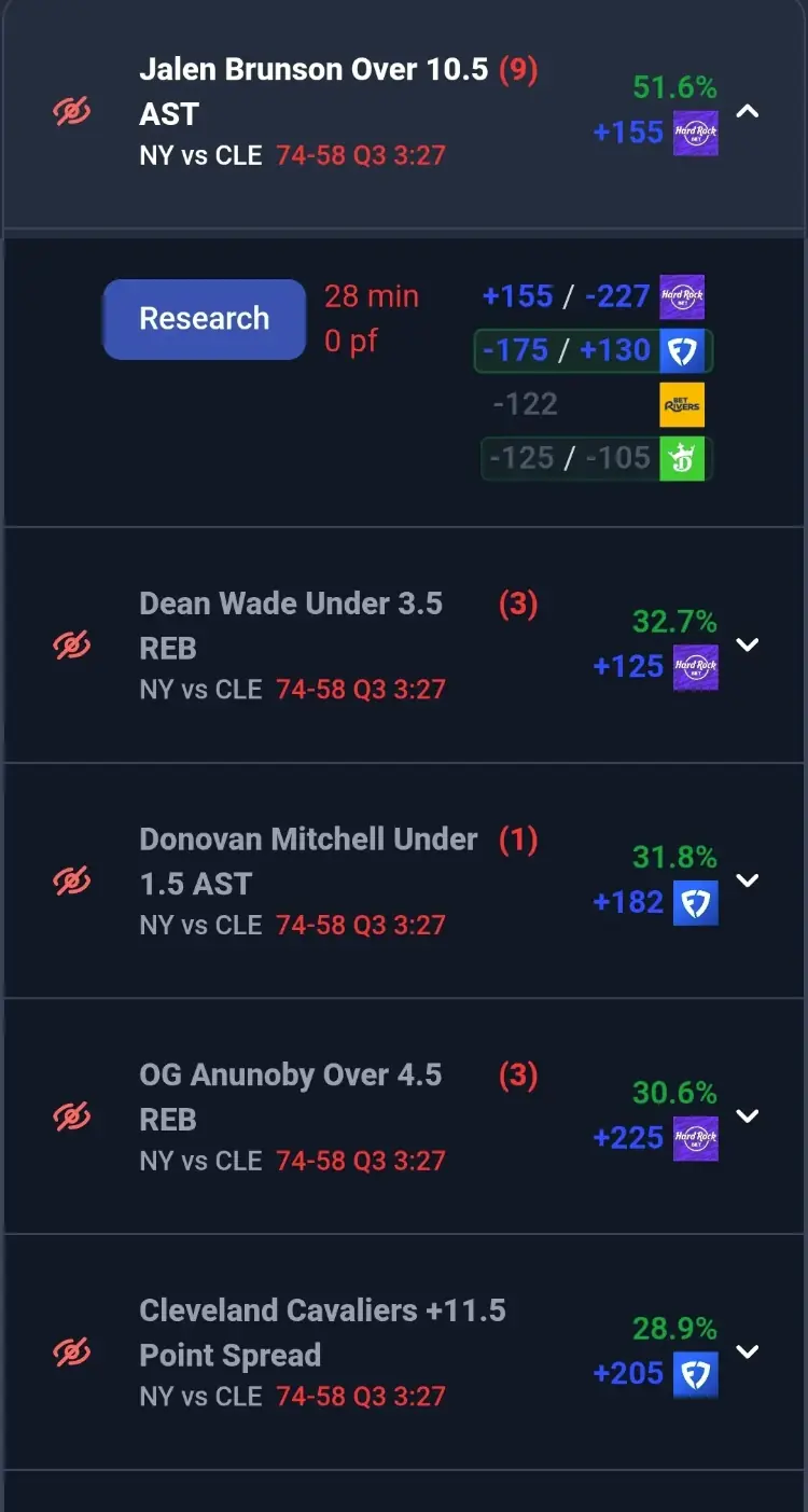 Live betting support