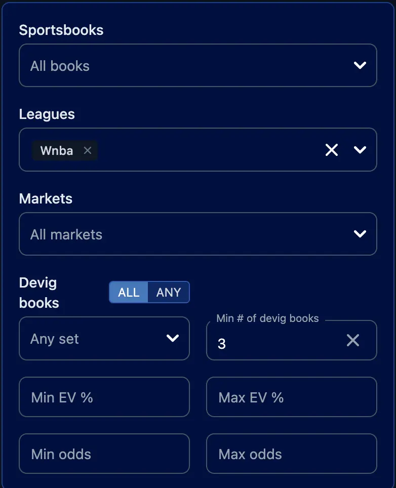 Performance analytics filters